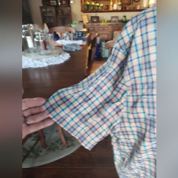 Duluth Trading Teal and‎ Orange 2XL Multicolor Plaid MENS Shirt - Picture 3 of 6